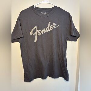 Fender Guitar Distressed Logo T-Shirt Charcoal Gray Adult Size Medium Guitar